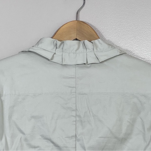 Talbots Blazer Vintage Women’s 12 Khaki Long Sleeve Pocket Front Ruffle New Y2K - Picture 5 of 12